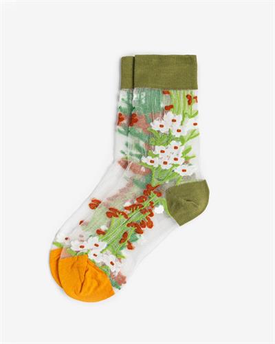 Kadın Japon Kore Tarzı Transparan Çorap  Çorap Kır Çiçekli