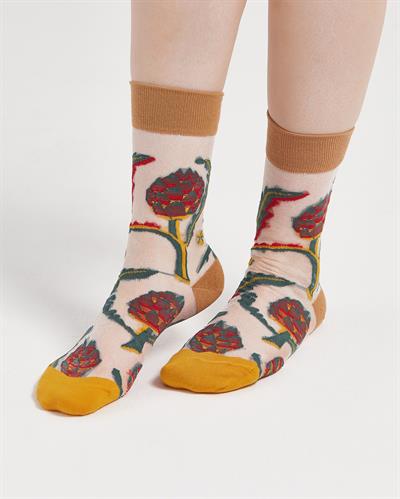 Kadın Japon Kore Tarzı Transparan Çorap Mozaik Çiçek