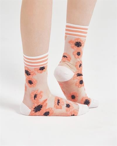 Kadın Japon Kore Tarzı Transparan Çorap Manolya Desen