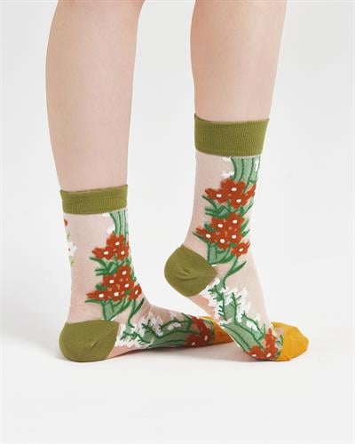 Kadın Japon Kore Tarzı Transparan Çorap  Çorap Kır Çiçekli