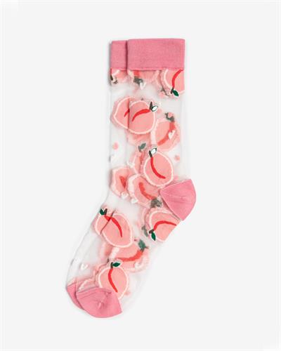 Kadın Japon Kore Tarzı Transparan Çorap Şeftali Desen