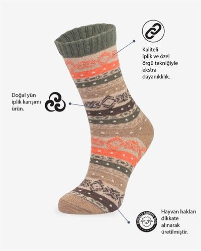 Kadın Lüks 3lü Yün Çorap Fair Isle