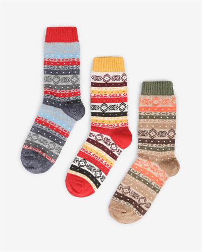 Kadın Lüks 3lü Yün Çorap Fair Isle