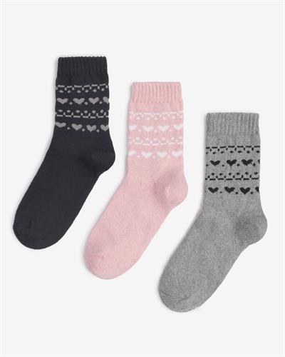 Kadın Lüks 3lü Yün Çorap Kalp Desen