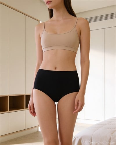 Kadın Bambu Yüksek Bel Slip Külot Siyah