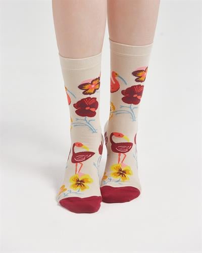 Kadın Dikişsiz Çiçek Desenli Çorap 