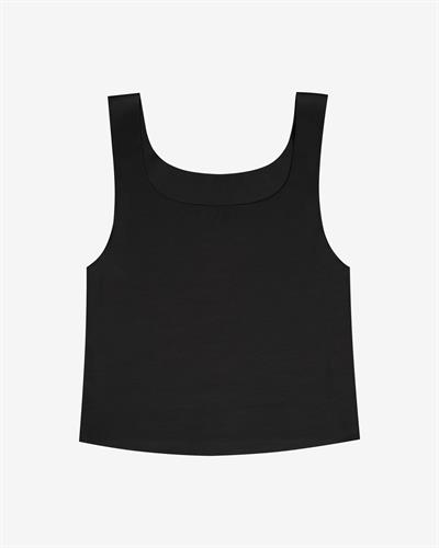 Kadın Dikişsiz Pima Pamuk Crop Atlet Siyah