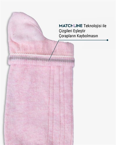 Kadın Dikişsiz Pamuk Patik Fitilli Pembe