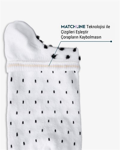 Kadın Dikişsiz Pamuk Patik Puantiye Desen Beyaz
