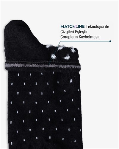 Kadın Dikişsiz Pamuk Patik Puantiye Desen Siyah