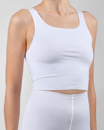 Kadın Dikişsiz Pima Pamuk Crop Atlet Beyaz