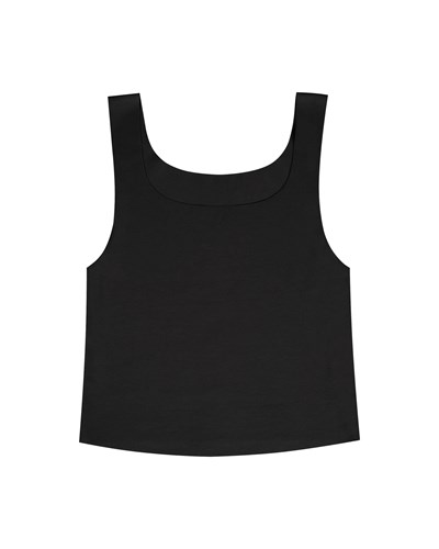 Kadın Dikişsiz Pima Pamuk Crop Atlet Siyah