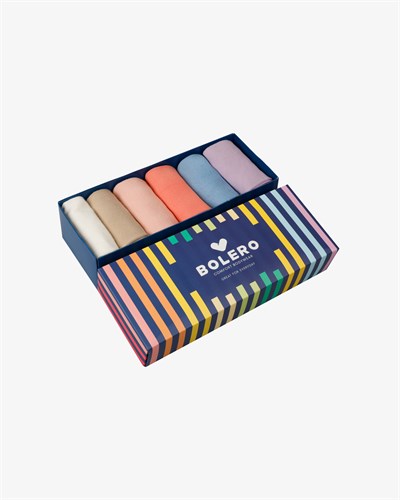 Kadın Dikişsiz Roll Top Lastiksiz 6LI Bambu Çorap Pastel Renkler