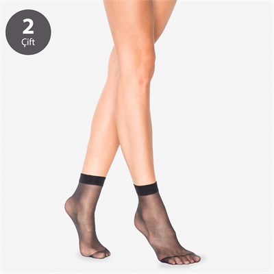 Kadın Fit 15 2li Soket Çorap Siyah