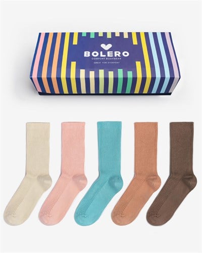 Kadın Fitilli Konfor 5li Çorap Pastel Renkler