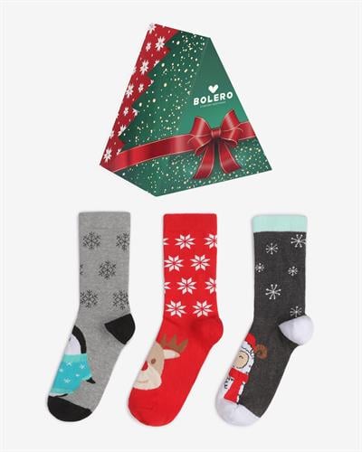 Kadın Hediyelik 3lü Yılbaşı Çorap Kutulu