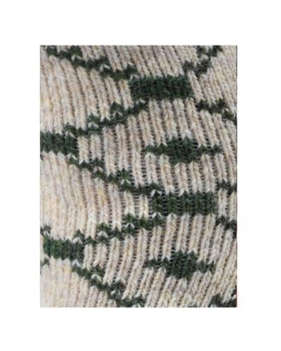 Kadın Karo Desenli Kışlık Yün Çorap Krem