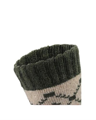 Kadın Karo Desenli Kışlık Yün Çorap Krem