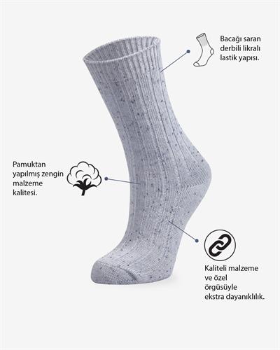 Kadın Kırçıllı Kışlık Bot Çorabı Mavi