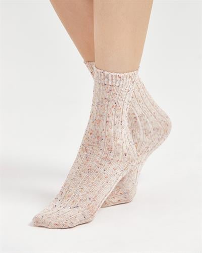 Kadın Kırçıllı Kışlık Bot Çorabı Krem