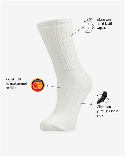 Kadın Gül Kokulu 2li Uyku Çorabı Gül Kurusu Beyaz