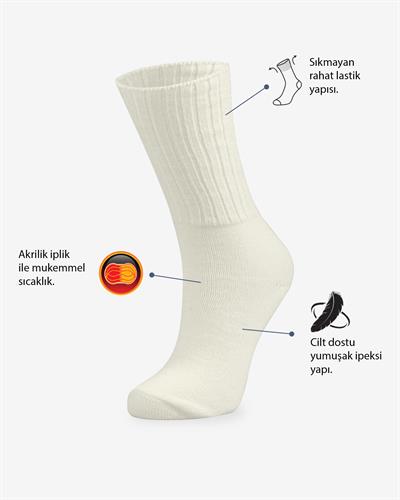 Kadın Okaliptus Kokulu 2li Uyku Çorabı Ekru