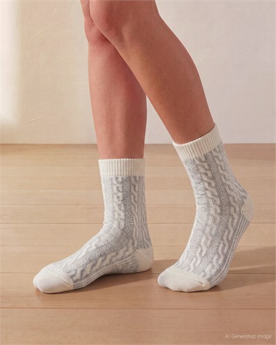 Kadın Lambswool Jakarlı Bot Çorabı Gri