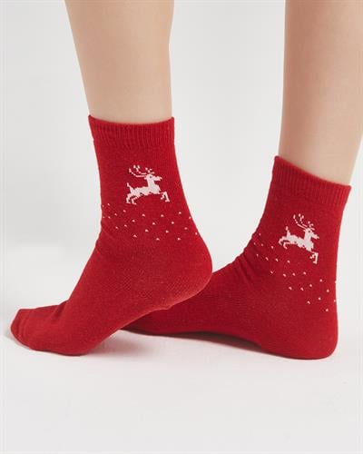 Kadın Lüks 3lü Angora Yün Çorap Geyik Desen 