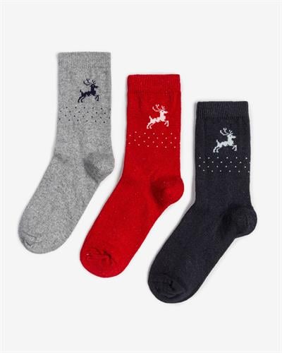 Kadın Lüks 3lü Angora Yün Çorap Geyik Desen 