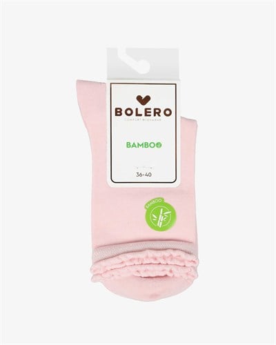 Kadın Premium Dikişsiz  Bambu Çorap Düz Pembe