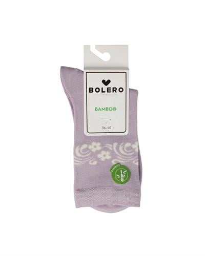 Kadın Premium Dikişsiz Bambu Çorap Konç Çiçekli Lila