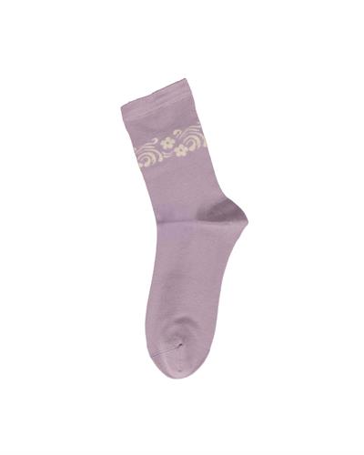Kadın Premium Dikişsiz Bambu Çorap Konç Çiçekli Lila