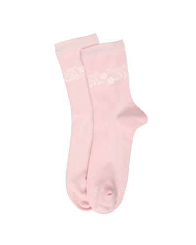 Kadın Premium Dikişsiz Bambu Çorap Konç Çiçekli Pembe