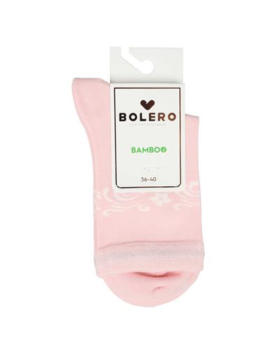 Kadın Premium Dikişsiz Bambu Çorap Konç Çiçekli Pembe