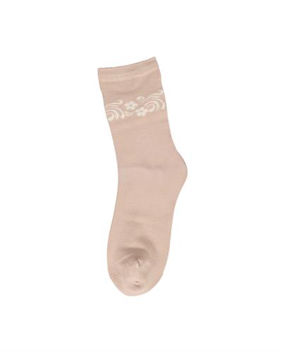 Kadın Premium Dikişsiz  Bambu Çorap Konç Çiçekli Vizon