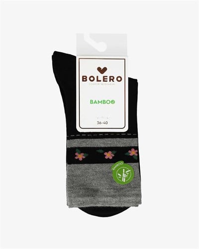 Kadın Premium Dikişsiz  Bambu Çorap Konç Çember Siyah