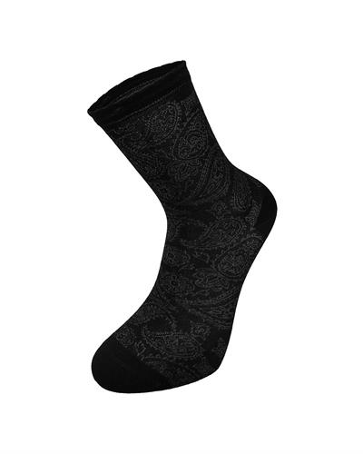 Kadın Premium Dikişsiz Bambu Çorap Şal Desen Siyah