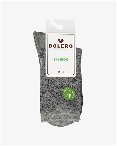 Kadın Premium Dikişsiz Bambu Çorap Şal Desen Gri