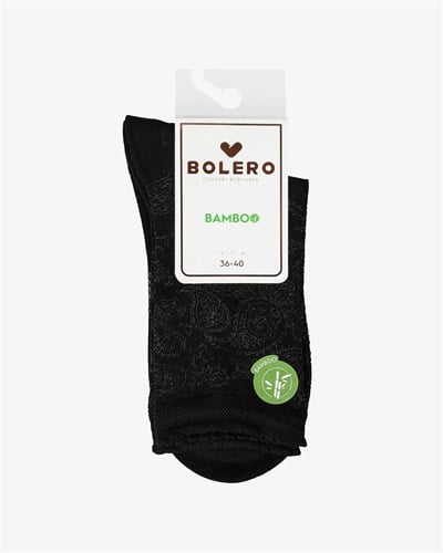 Kadın Premium Dikişsiz Bambu Çorap Şal Desen Siyah