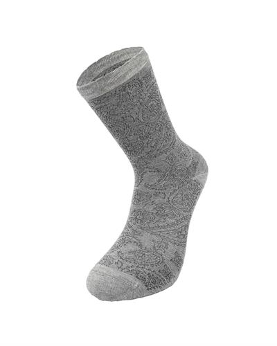 Kadın Premium Dikişsiz Bambu Çorap Şal Desen Gri