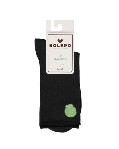 Kadın Roll Top Lastiksiz Bambu Çorap Siyah