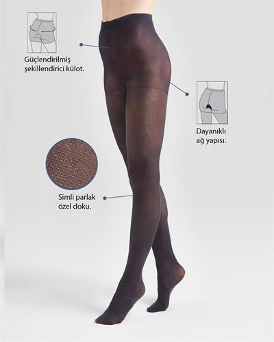 Kadın Simli Külotlu Çorap Antrasit