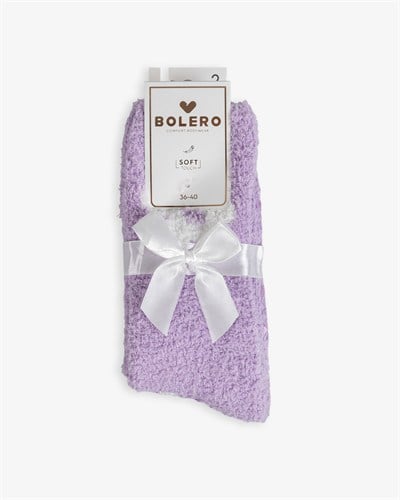Kadın Soft Touch 2li Peluş Ev Çorabı Lila Papatya