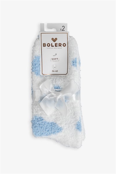 Kadın Soft Touch 2li Peluş Ev Çorabı Mavi Bulut De