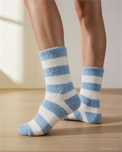 Kadın Soft Touch 2li Peluş Ev Çorabı Mavi Bulut De