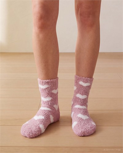 Kadın Soft Touch 2li Peluş Ev Çorabı Pembe Kalp