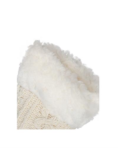 Kadın Şönil İçi Polarlı Ev Çorabı Ekru