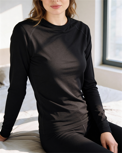 Kadın Termal Merino Yün İçlik Siyah Üst