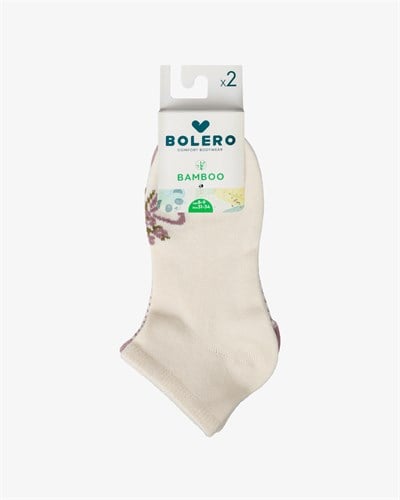 Kız Çocuk Dikişsiz Bambu Patik Ekru Pembe Yatay Çizgili Desen