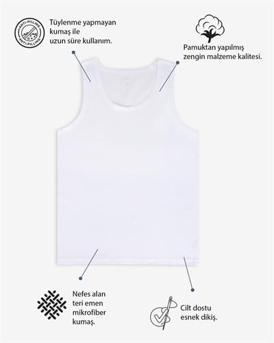 Erkek Penye Atlet Beyaz